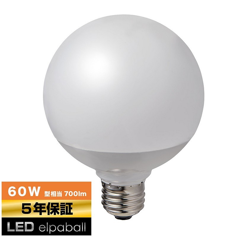 エルパ(ELPA) LED電球 ボール球形 G95 E26 60W形 電球色 広配光 LDG7L-G-G2104