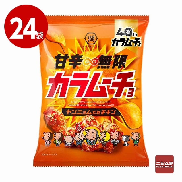 湖池屋　甘辛無限カラムーチョ　ヤンニョムだれチキン　53g×24袋　お菓子　ポテトチップス【ｍ特】