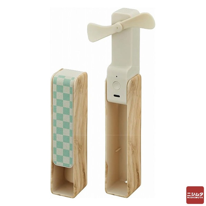 ドウシシャ 【新品・外箱に少々難あり】　扇子ファン 市松 FSW-96B I ファン 扇風機 コンパクト