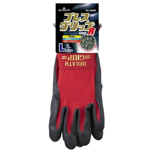 【アウトレット】 数量限定 ショーワグローブ　No.380Rブレスグリップ　type-R　レッド　Lサイズ