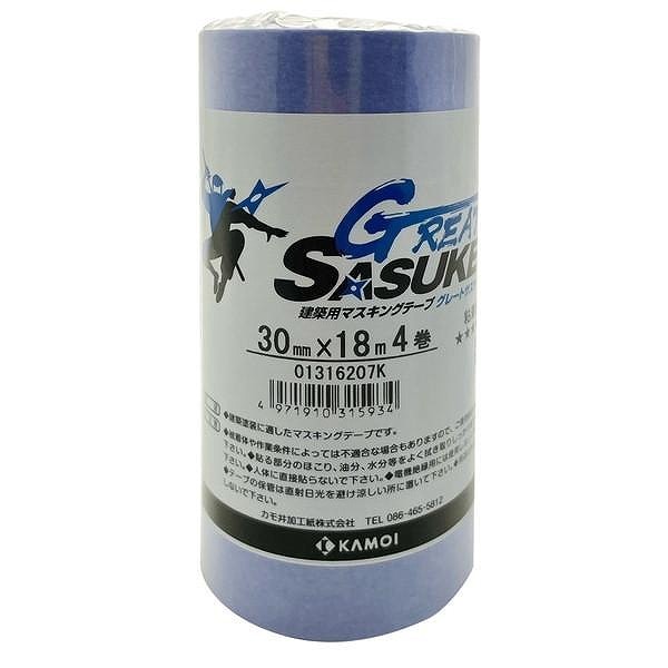 カモ井 グレートサスケ 建築塗装用マスキングテープ 30mm×18m 4巻入