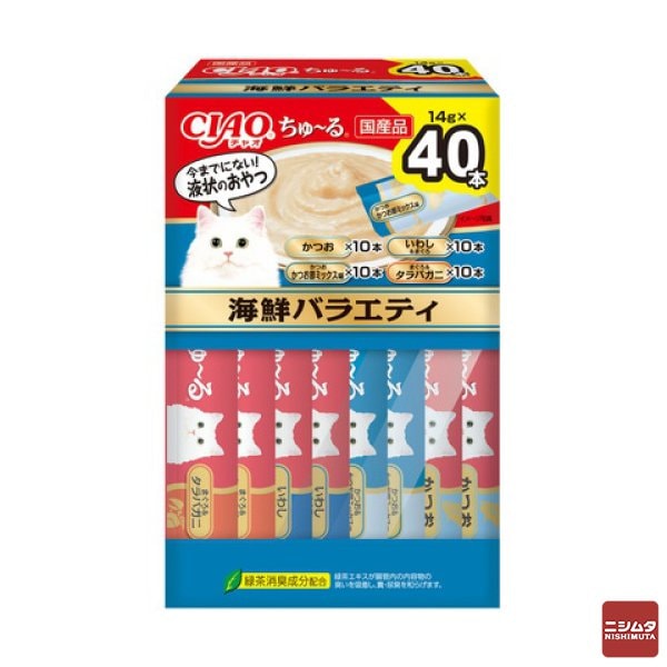 いなば　CIAO ちゅ〜る　海鮮バラエティ 14g×40本入り(BOX)　猫用 おやつ CIAOちゅーる 【ｍ特】