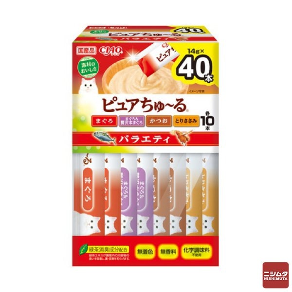 いなば　CIAO ピュア　ちゅ～る バラエティ 14g×40本入り(BOX)　猫用 おやつ CIAOちゅーる