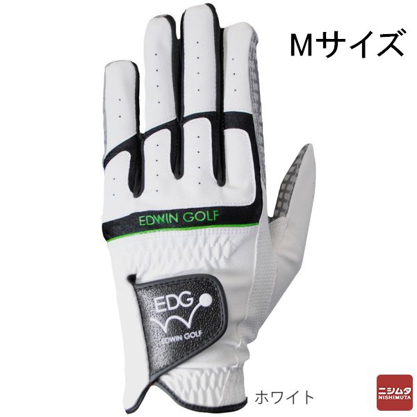 LEZAX(レザックス) EDWIN GOLF 非公認 ゴルフグローブ  左手用 ホワイト Mサイズ EDGL-3660
