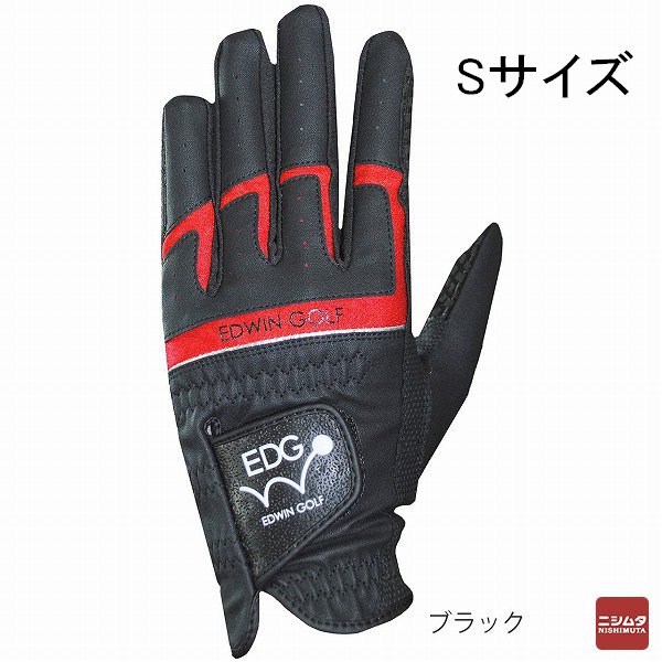 LEZAX(レザックス) EDWIN GOLF 非公認 ゴルフグローブ  左手用 ブラック Sサイズ EDGL-3660