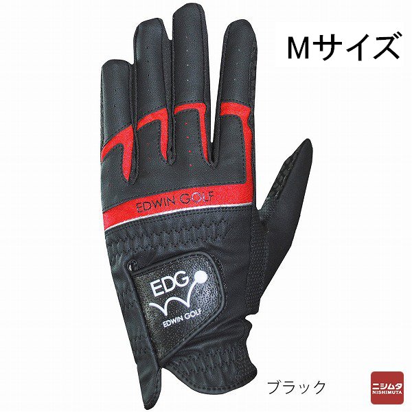 LEZAX(レザックス) EDWIN GOLF 非公認 ゴルフグローブ  左手用 ブラック Mサイズ EDGL-3660