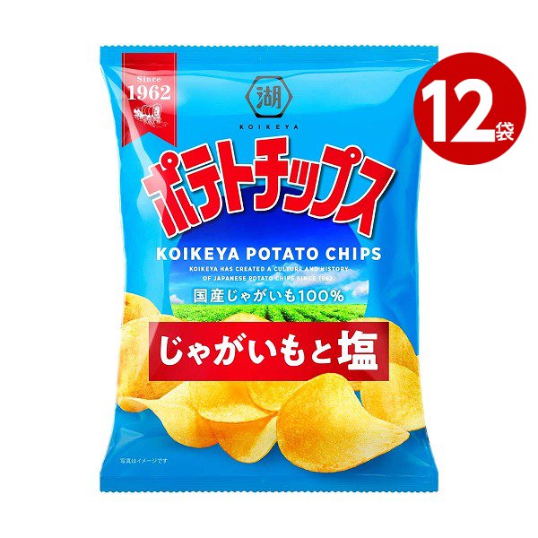 湖池屋　ポテトチップス　じゃがいもと塩　55ｇ×12袋 【ｍ特】