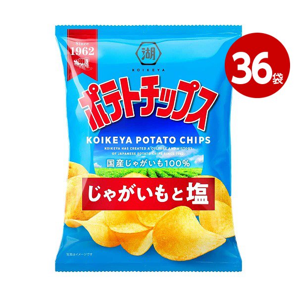 湖池屋　ポテトチップス　じゃがいもと塩　55ｇ×36袋 【ｍ特】