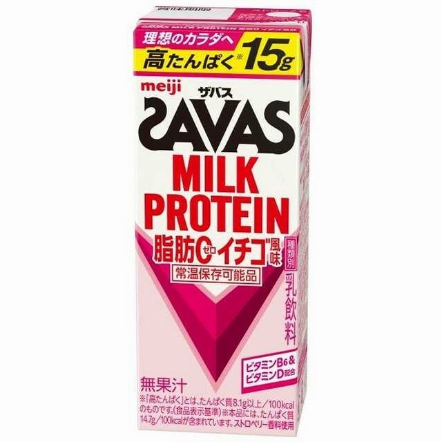 明治　ザバス　MILK　PROTEIN　脂肪0　イチゴ風味　200ml　プロテイン飲料　栄養補給