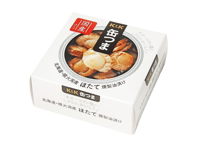 K&K 缶つま 北海道・噴火湾産ほたて燻製油漬け