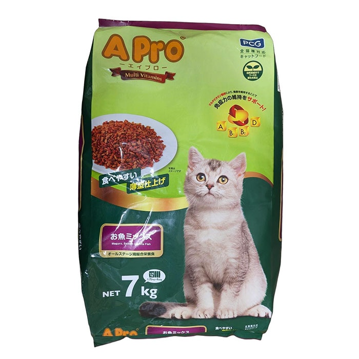 Apro エイプロ 猫ドライフード お魚ミックス 7kg 大容量 多頭 大容量 多頭飼 猫 増量 キャットフード 猫 ドライフード