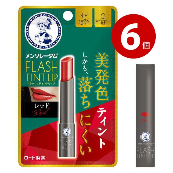 【ネコポス対応】ロート製薬 メンソレータム リップ フラッシュティントリップ レッド 2g 6個