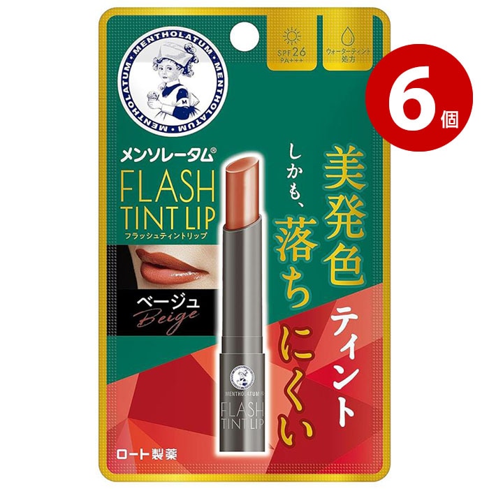 【ネコポス対応】ロート製薬 メンソレータム フラッシュティントリップ ベージュ 2g 6個