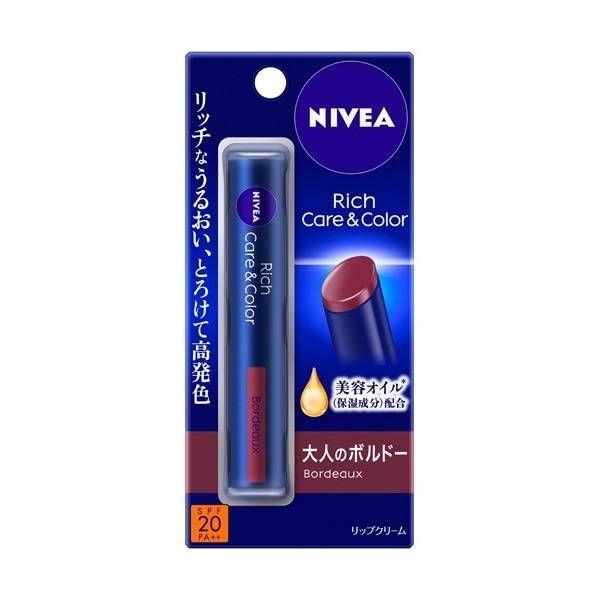 【ネコポス対応】花王 ニベア　リッチケア＆カラーリップ　大人のボルドー　2g　リップクリーム