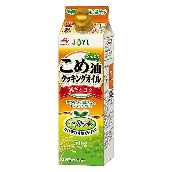 J-オイルミルズ AJINOMOTO こめ油たっぷりクッキングオイル 500g スマートグリーンパック