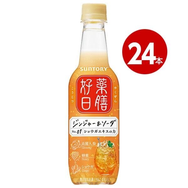 サントリー 薬膳好日 ジンジャー&ソーダ 390ml×24本 ペットボトル 【ｍ特】