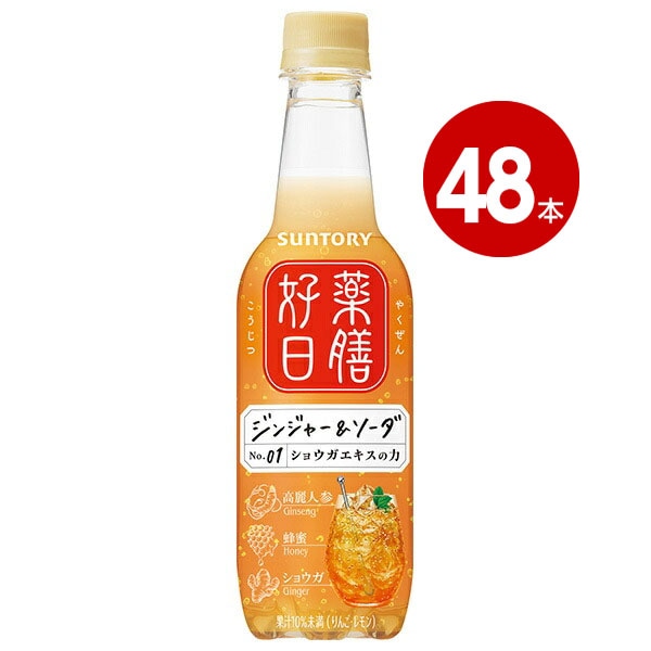 サントリー 薬膳好日 ジンジャー&ソーダ 390ml×48本 ペットボトル 【ｍ特】