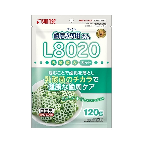 マルカン　サンライズ　ゴン太の歯磨き専用ガム　L8020乳酸菌入り　カット　クロロフィル入り　120g