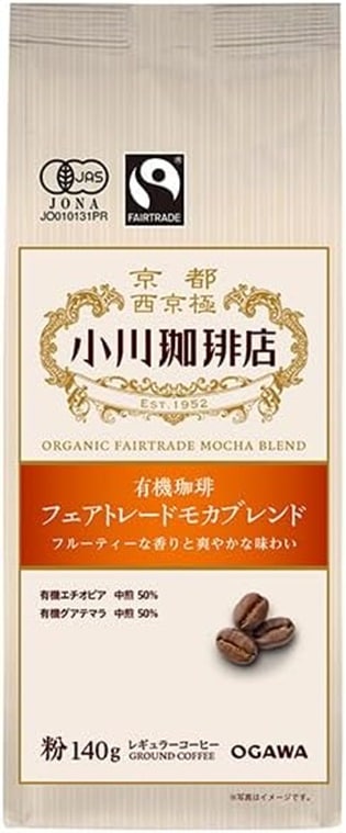 小川珈琲 有機珈琲 フェアトレードモカブレンド 粉 140g