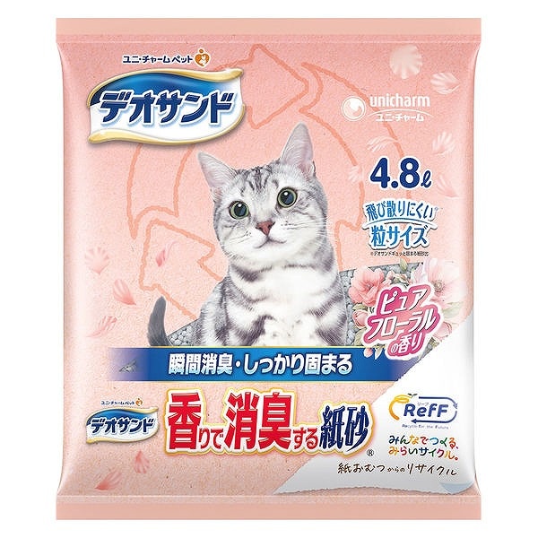 ユニ・チャーム デオサンド 香りで消臭する紙砂 ピュアフローラル 4.8L