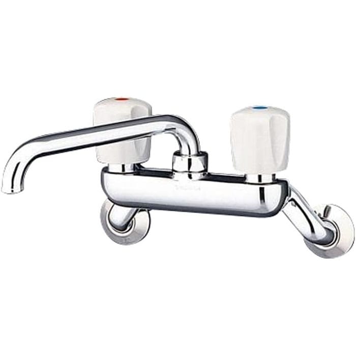 TOTO ＜パッケージに少々難あり/中身は新品です＞ キッチン用水栓 壁付き 2ハンドル混合栓 吐水パイプ上向き T20A