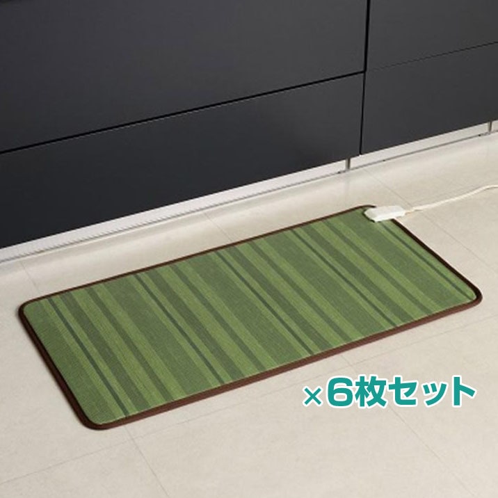 ワタナベ工業 あったかキッチンマット 45cmx90cm ボーダーRグリーン 6枚 WKM-4590GRR 【m特】