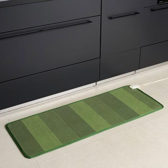 ワタナベ工業 あったかキッチンマット 45cmx120cm ボーダーグリーン WKM-4512GRS 【m特】
