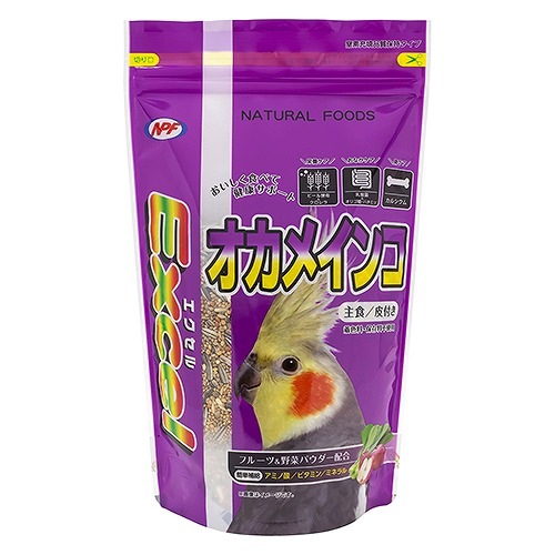 ナチュラルペットフーズ エクセル オカメインコ 皮付き 500g