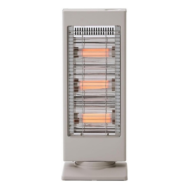 山善　電気ストーブ　コンパクト　スリム　小型　左右首振り　グレージュ　DS-AK06【送料無料】【同梱不可】