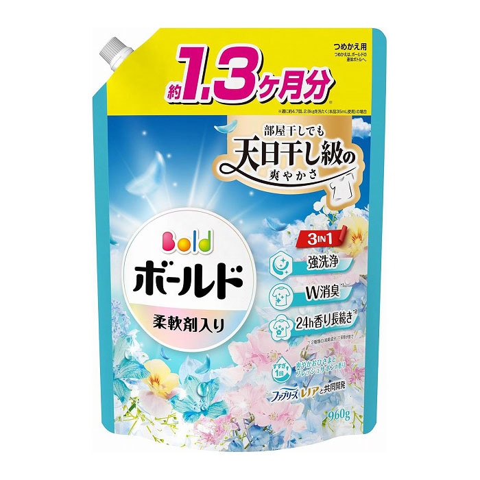 P&G ボールドジェル フレッシュフラワーサボン 詰替 超ジャンボ 960g 【ｍ特】