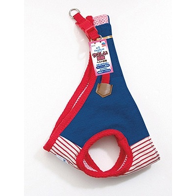 アース・ペット デニムヒッコリーベスト胴輪 S 赤