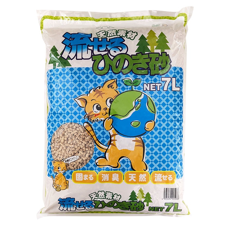 流せる　猫砂　流せるひのき砂　7L