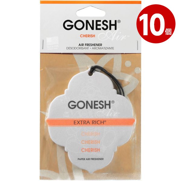 【ネコポス対応】GONESH(ガーネッシュ)　ペーパーエアフレッシュナー　チェリッシュの香り　10個　カー用品　芳香剤
