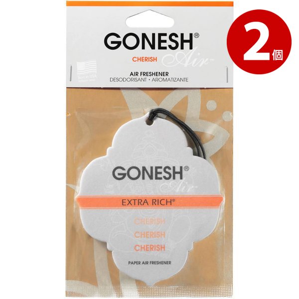 【ネコポス対応】GONESH(ガーネッシュ)　ペーパーエアフレッシュナー　チェリッシュの香り　2個　カー用品　芳香剤