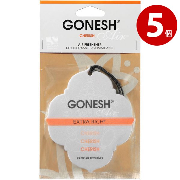 【ネコポス対応】GONESH(ガーネッシュ)　ペーパーエアフレッシュナー　チェリッシュの香り　5個　カー用品　芳香剤