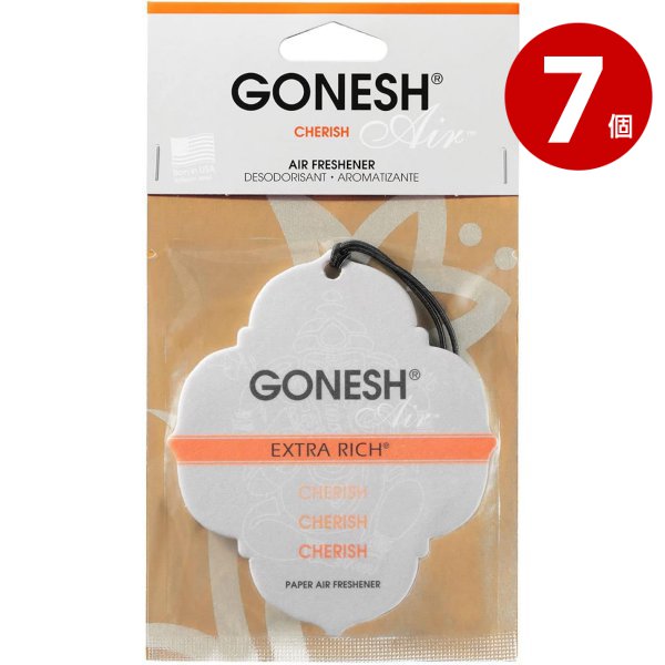 【ネコポス対応】GONESH(ガーネッシュ)　ペーパーエアフレッシュナー　チェリッシュの香り　7個　カー用品　芳香剤