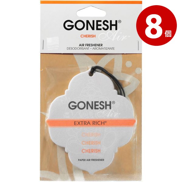 【ネコポス対応】GONESH(ガーネッシュ)　ペーパーエアフレッシュナー　チェリッシュの香り　8個　カー用品　芳香剤