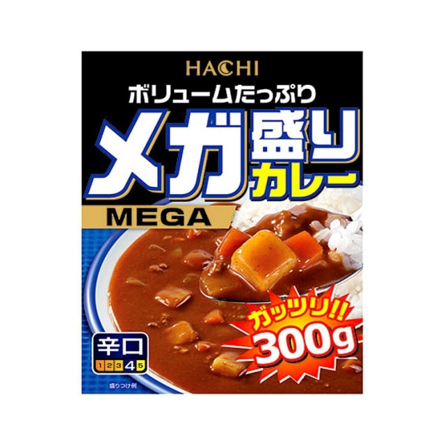 【ネコポス対応】ハチ　メガ盛りカレー　辛口　300g　レトルトカレー【4月期間限定価格】