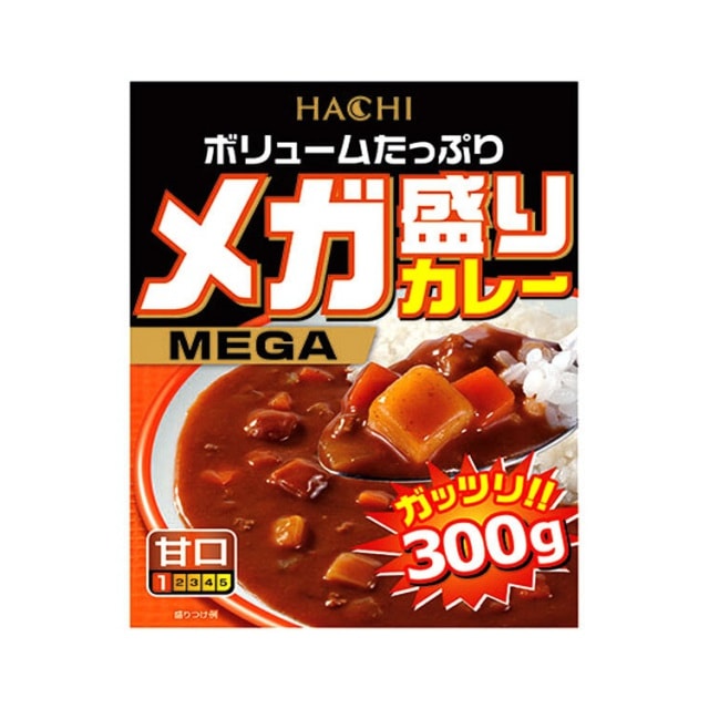 【ネコポス対応】ハチ　メガ盛りカレー　甘口　300g　レトルトカレー【ｍ特】