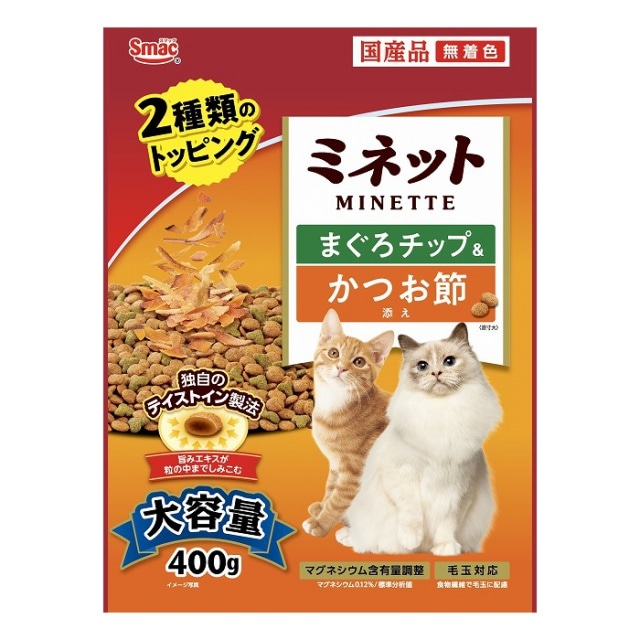 スマック　ミネット　まぐろチップ＆かつお節添え　400g　キャットフード