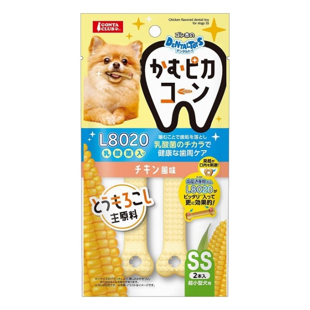 マルカン　ゴン太のデンタルトイ　かむピカコーン　SS　チキン風味　2本入り　DA-619
