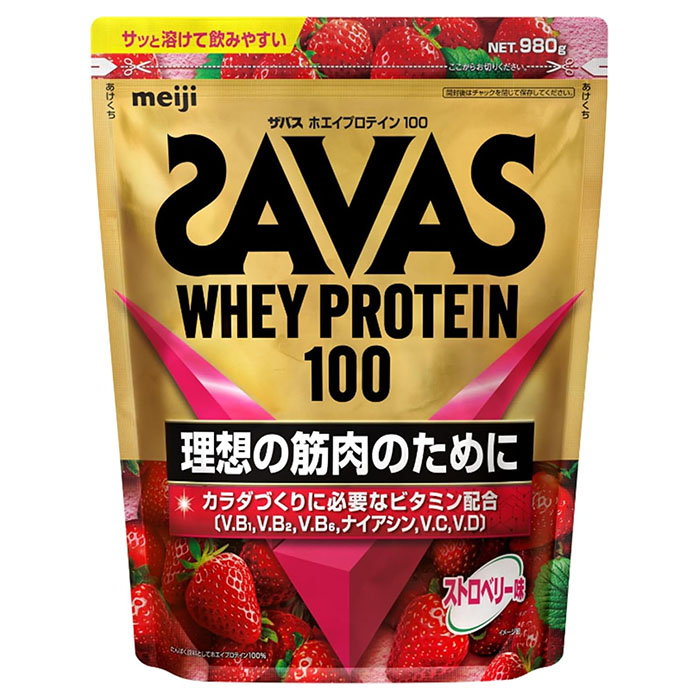 明治　ザバスSAVAS　ホエイプロテイン100　ストロベリー味　980g 【ｍ特】