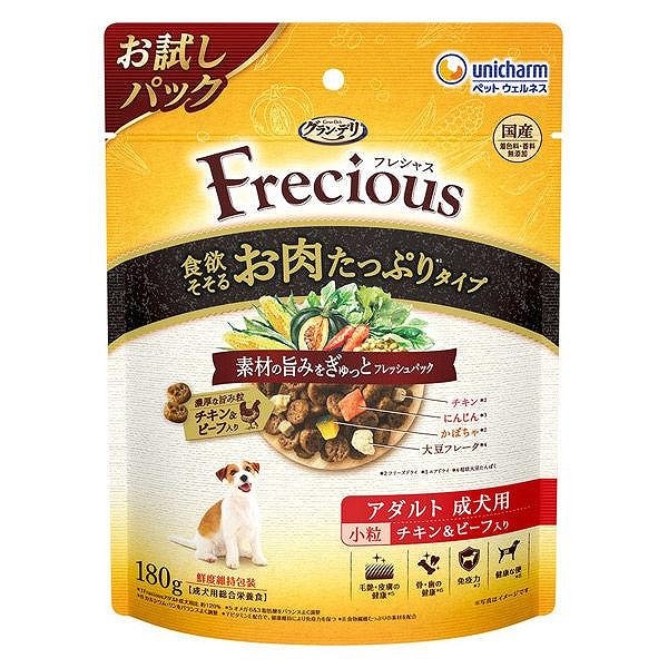 ユニ・チャーム グラン・デリ Frecious アダルト成犬用 食欲そそるお肉たっぷりタイプ チキン&ビーフ入り 180g