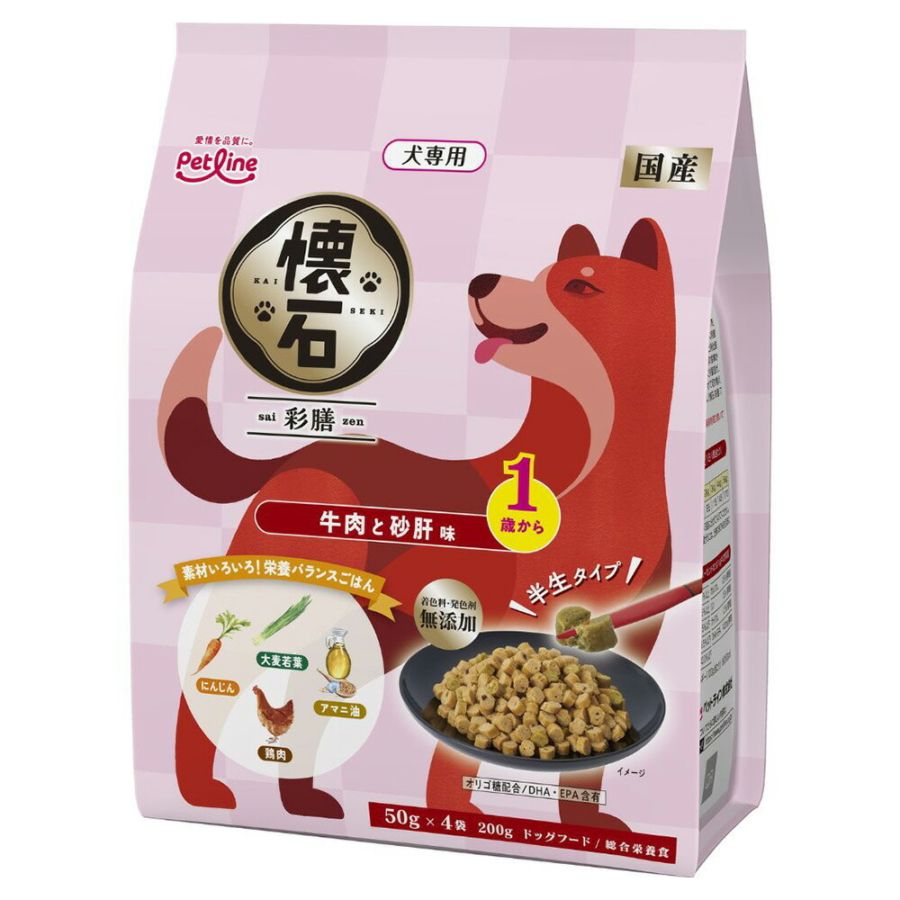 ペットライン 懐石 彩膳 1歳 牛肉と砂肝 200ｇ