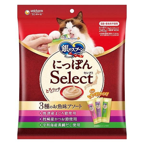銀のスプーン にっぽんSelect とろリッチ 3種のお魚味アソート まぐろ節&かつお節&真鯛だし使用 240g(6g×40本)