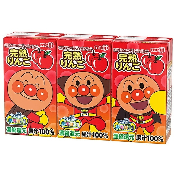 明治 それいけ！アンパンマンの完熟りんご100 125ml×3本パック 紙パック