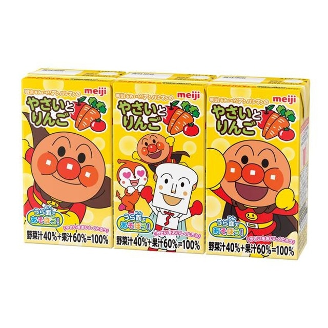明治 それいけ！アンパンマンのやさいとりんご 125ml×3本パック 紙パック