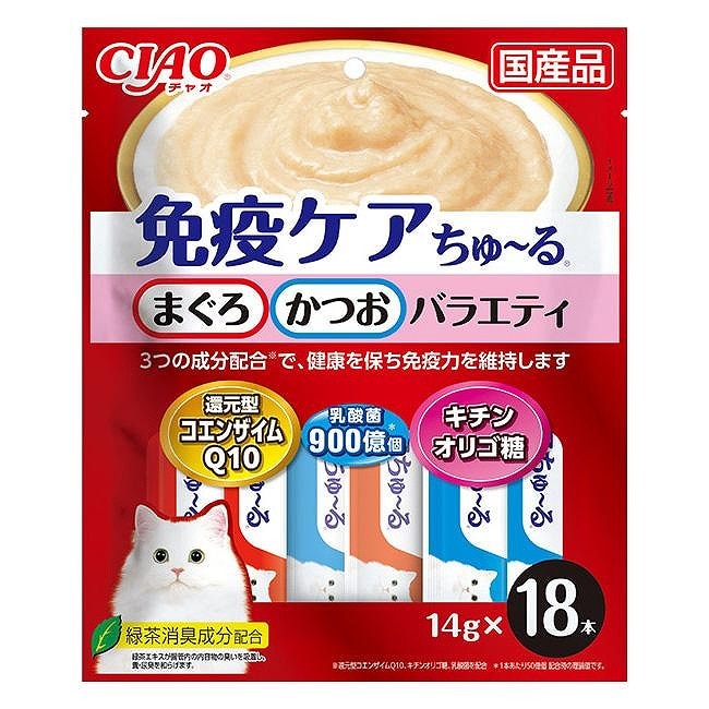 いなば CIAO 免疫ケアちゅ～る まぐろ・かつおバラエティ 18本入り