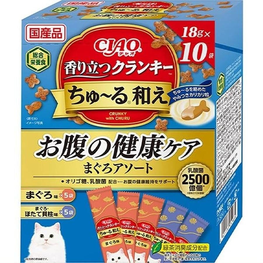 いなば CIAO 香り立つクランキーちゅ～る和え お腹の健康ケア まぐろアソート 18g×10袋