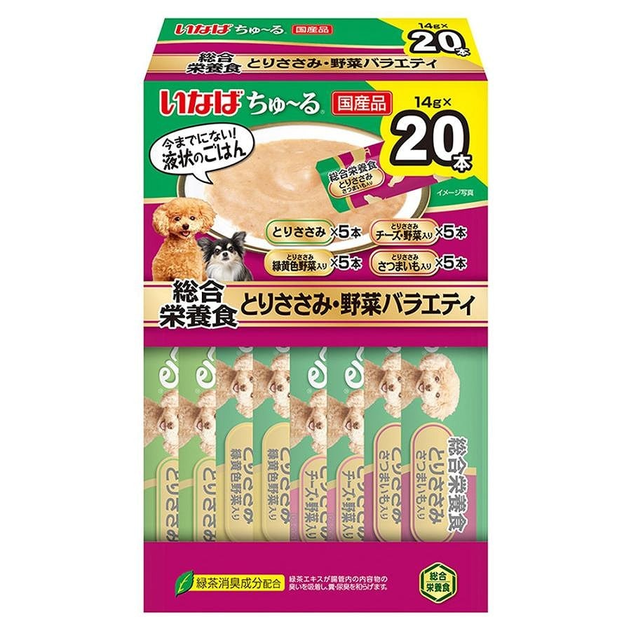 いなば ちゅ～る 総合栄養食 とりささみ・野菜バラエティ 20本入り(BOX)